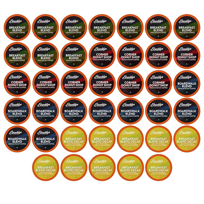 Brooklyn Beans Coffee Pods, Breakfast Gourmet Variety Pack - Compatible with Keurig K Cup Brewers