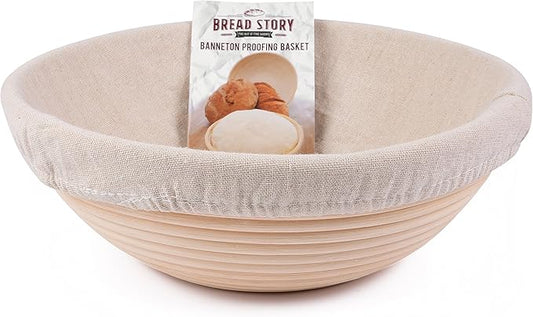 Bread Story Round Banneton Bread Proofing Basket Set ??Handmade Rattan Brotform Dough Bowl with