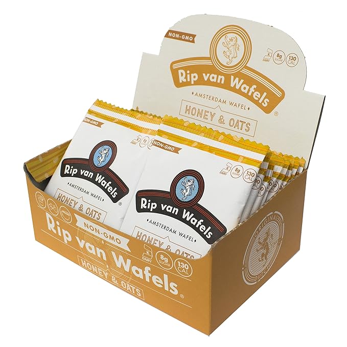 Rip Van Wafels Snack Wafels, Honey and Oats, 1.2oz, 16 Count