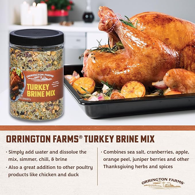 Orrington Farms Turkey Brine Mix | Savory Blend of Sea Salt, Cranberries, Sage, Juniper Berries &