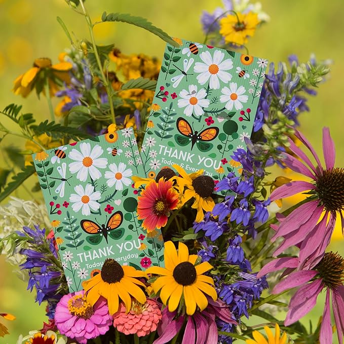 Bentley Seed Co. Thank You Packet - Pollinator Flower Mix - 25 Seed Packets - Perfect Eco-Friendly