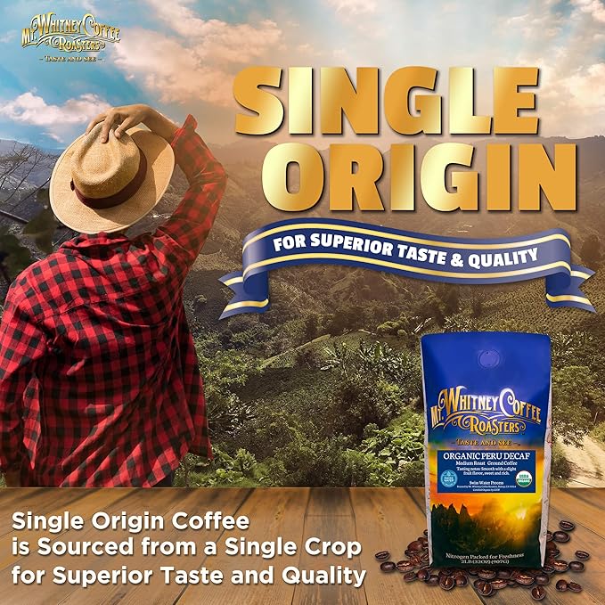 Mt. Whitney Organic Swiss Water, Low Acid, Decaf Coffee from Peru (Ground, 2 Lb)