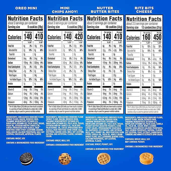 OREO Mini Cookies, CHIPS AHOY! Mini Cookies, Nutter Butter Bites & RITZ Bits Cheese Crackers