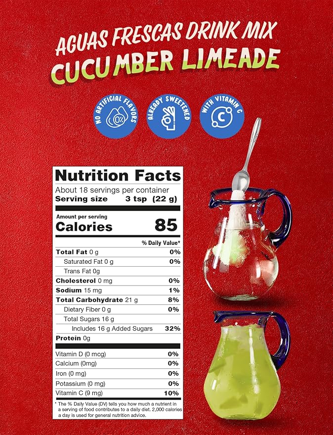 Klass Aguas Frescas | Drink Mix Cucumber Limeade | Flavors From Natural Sources, No Artificial
