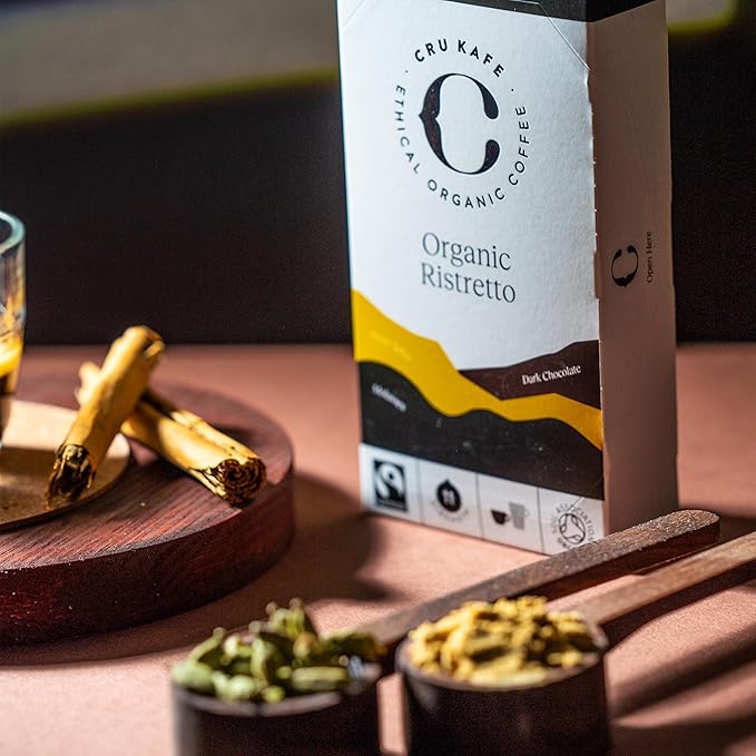 Cru Kafe Ristretto USDA Organic Espresso Coffee Capsules (10 Pods) Fairtrade Coffee Pods Compatible