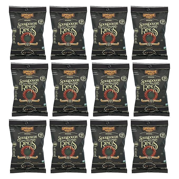 Unique Snacks Sourdough Craft Beer Pretzel Rings, Delicious Homestyle Baked Snack Bag, Vegan, OU