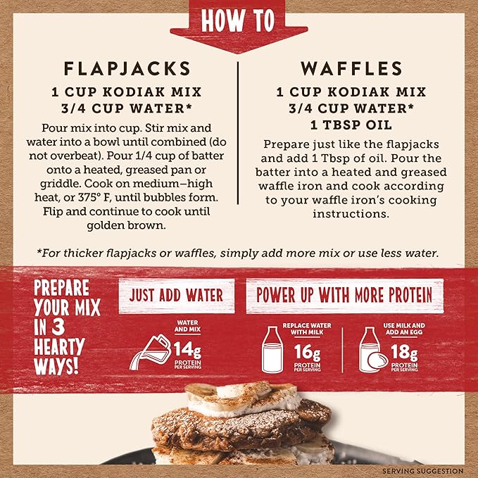 Kodiak Cakes Protein Pancake Power Cakes, Flapjack and Waffle Mix, Cinnamon Oat, 20 Ounce (Pack of