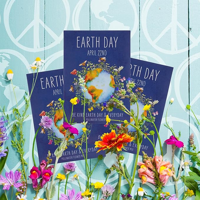 Bentley Seed Co. | Earth Day Planet Pollinator Flowers | Illustrated Bee Butterfly Flower Seed