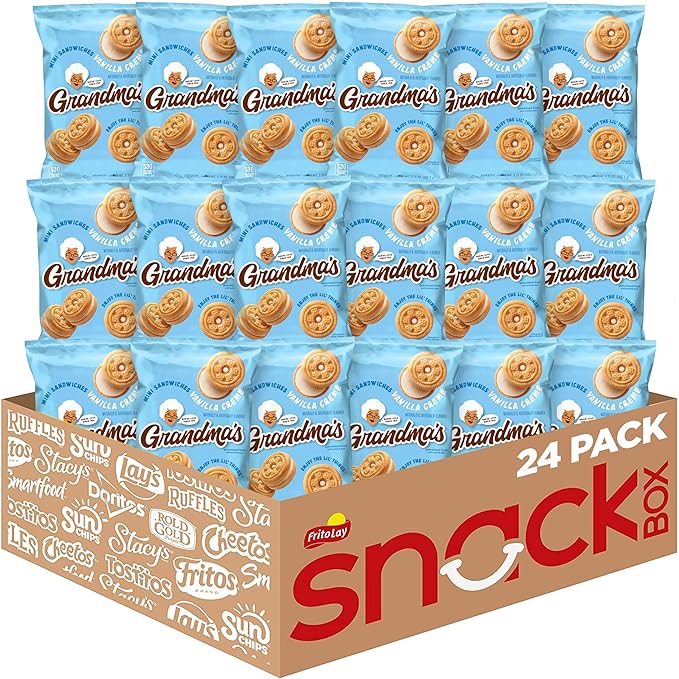 Grandma?™s Mini Cookies, Vanilla Sandwich Crème Cookies, 3.71 oz Cookie Bag, (24 Pack) (Packaging