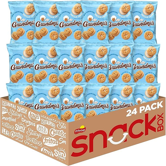 Grandma?™s Mini Cookies, Vanilla Sandwich Crème Cookies, 3.71 oz Cookie Bag, (24 Pack) (Packaging