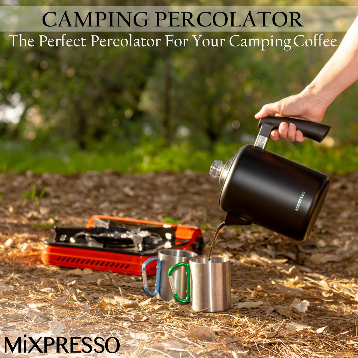 Mixpresso 5-8 Cup Coffee Percolator Stovetop, Stainless Steel Coffee Pot