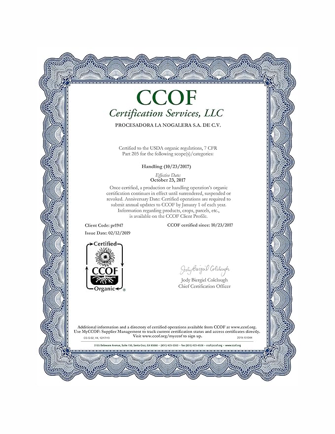 La Nogalera Organic Pecans - USDA Certified Organic Halves in 5 lbs vacuum sealed bag. Pecan nut