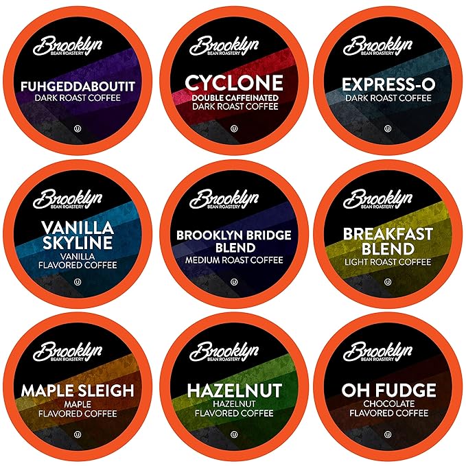 Brooklyn Beans Coffee Pods, Assorted Gourmet Variety Pack - Compatible with Keurig 2.0 K Cup