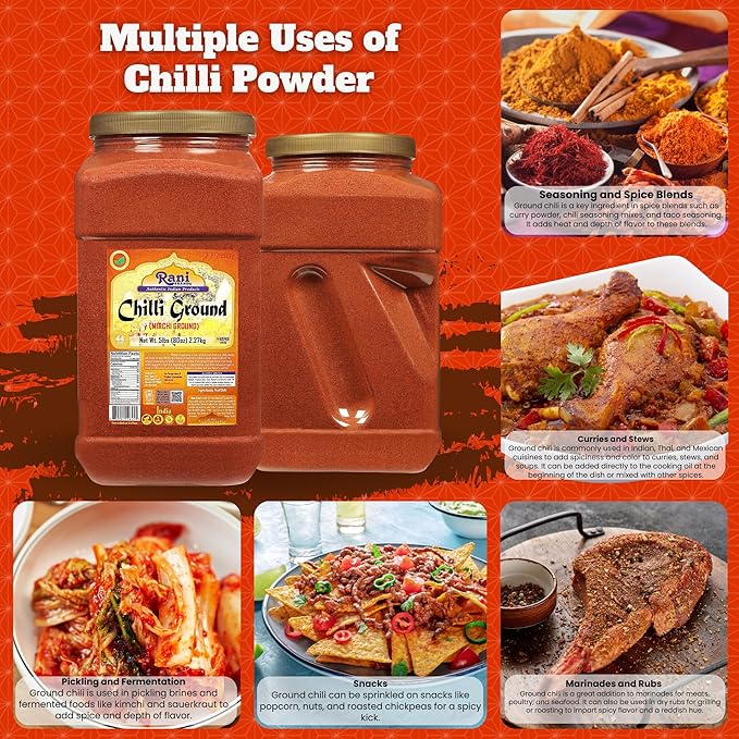 Rani Chilli Powder (Mirchi) Ground Indian Spice 80oz (5lbs) 2.27kg Bulk PET Jar ~ All Natural |