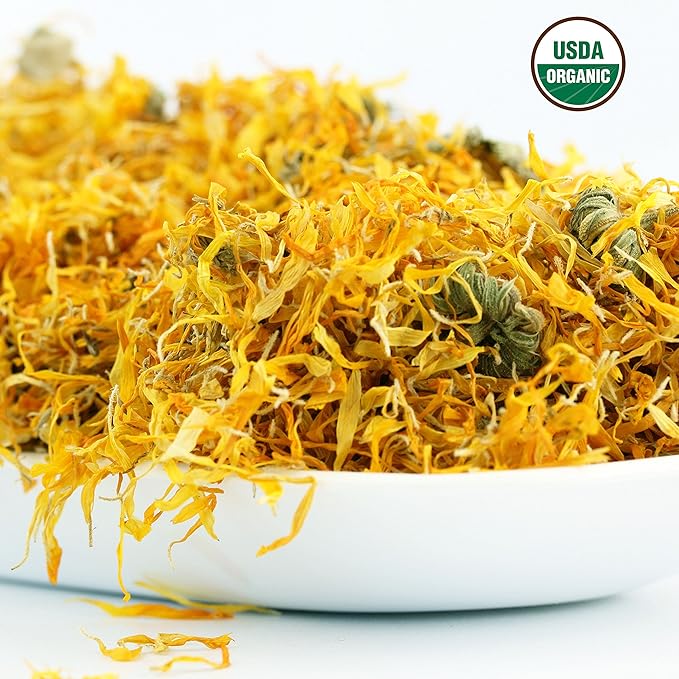 Calendula Tea 1LB (16Oz) 100% CERTIFIED Organic Whole Flower Calendula Herbal Tea (Calendula