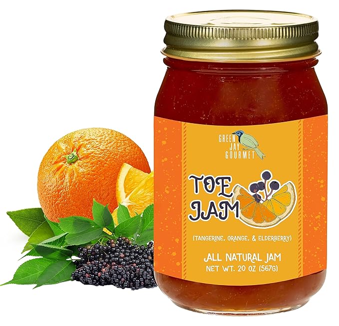 Green Jay Gourmet TOE Jam - All-Natural Fruit Jam - Tangerine, Orange & Elderberry Jam - Vegan