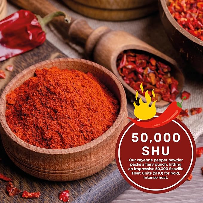 Spicy World Hot Cayenne Pepper Powder Bulk 5 LBS Jar - Red Ground Pepper 50,000 SHU Heat Unit