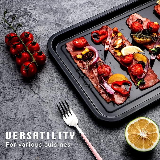 HONGBAKE 2 Pack Quarter Sheet Pan for Baking - Nonstick 13.8 x 9.8 Small Cookie Sheet with Wider