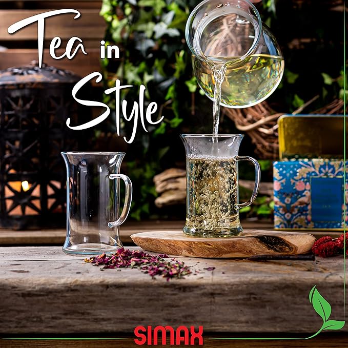 Simax Glassware 20 Oz. Glass Teapot | Short Spout, Microwave and Stovetop Safe, Heat, Cold, and