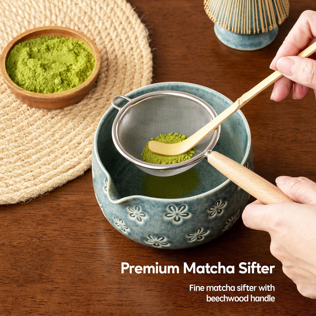 Veraelle Matcha Whisk Set, Ceramic Matcha Set, 6 Pcs Matcha Kit Includes Matcha Bowl, Matcha Whisk