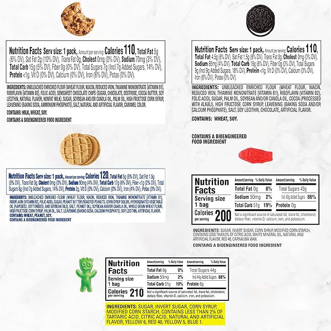 OREO, CHIPS AHOY!, Nutter Butter, SOUR PATCH KIDS & SWEDISH FISH Cookies & Candy Variety Pack, 40
