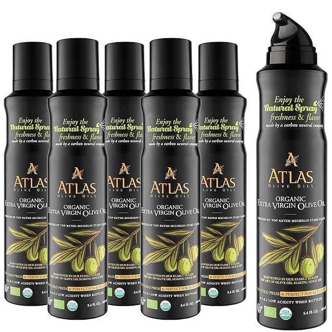 Cooking Oil by Atlas, Extra Virgin Olive Oil Spray, Dual Function Spray and Stream, 5.4 fl oz, 6
