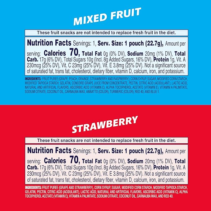 Welch's Fruit Snacks, Mixed Fruit & Strawberry Snack Box, Gluten Free, 0.8oz Snack Packs (Pack of