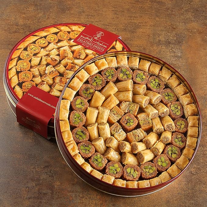 Zalatimo Sweets Since 1860, 100% All Natural Assorted Baklava, Slightly Sweet Baklava in Round