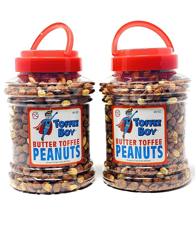 Toffee Boy's Butter Toffee Peanuts - 45 Oz Jars (Pack of 2) - Perfect for Gifting; Priority Mail짰