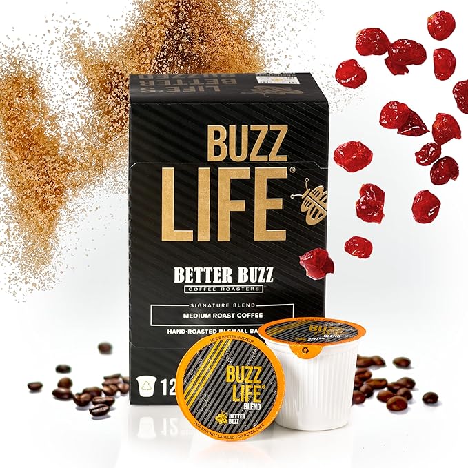 Better Buzz Life Blend (Buzz Life) Single Serve Coffee Pods Medium Roast, 12 Count (Pack of 1)