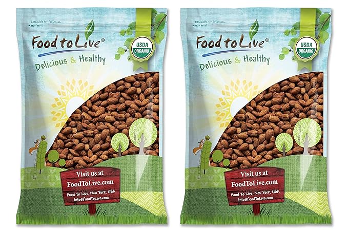 Food to Live Organic Dry Roasted Almonds, 16 Pounds – Non-GMO, Unsalted, Vegan, Keto, Paleo