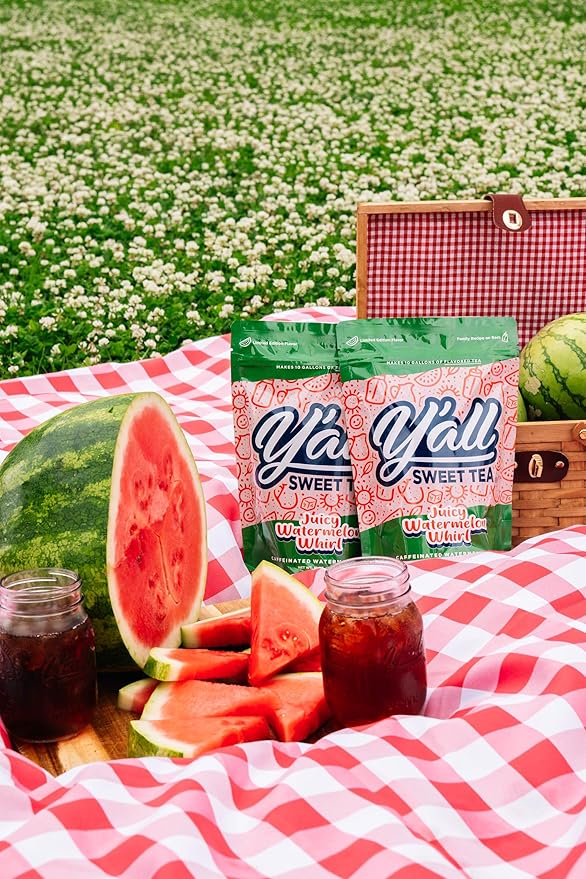 Y'all Sweet Tea - Watermelon Flavored Iced Tea Bags One Gallon Size in 10 Gallons Per Pack Quick