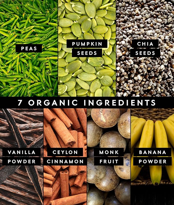 Truvani Vegan Pea Protein Powder | Banana Cinnamon | 20g Organic Plant Based Protein | 20 Servings