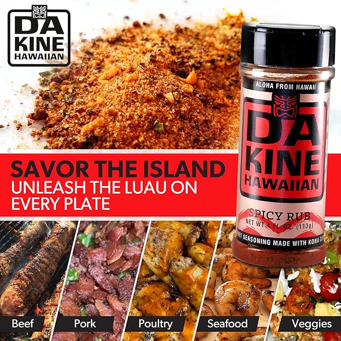 Da Kine Hawaiian Premium BBQ Dry Rub Seasoning - Authentic BBQ Seasoning Blend, Perfect Gourmet Rub