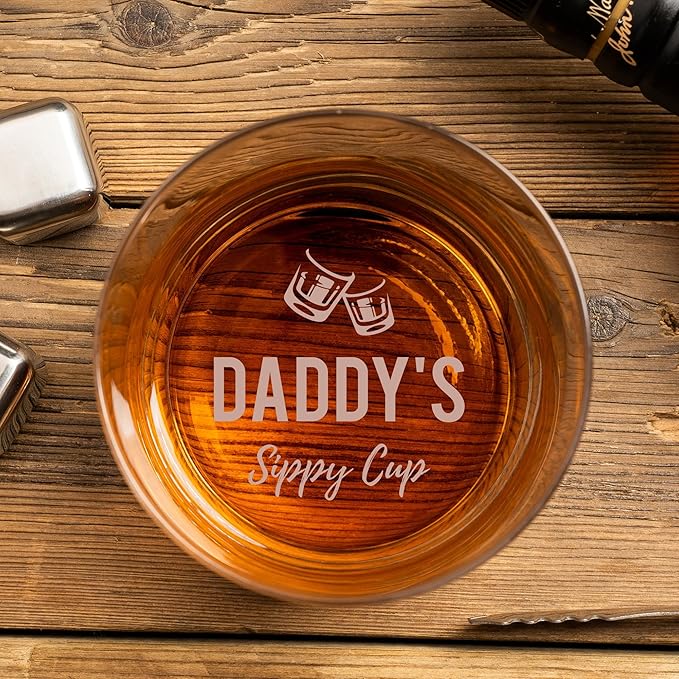 Whiskey Rocks Glass Father's Day Gift For Dad, Daddy's Sippy Cup Whiskey Glasses, Christmas