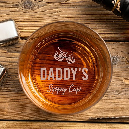 Whiskey Rocks Glass Father's Day Gift For Dad, Daddy's Sippy Cup Whiskey Glasses, Christmas