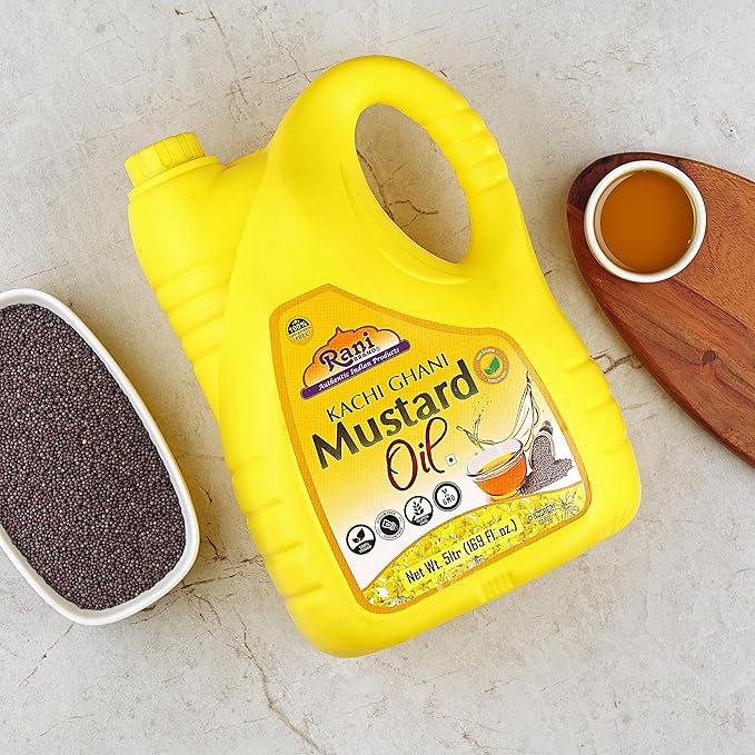 Rani Mustard Oil (Kachi Ghani) 169 Ounce (5 Liter) Pack of 2, NON-GMO | Gluten Free | Vegan | 100%