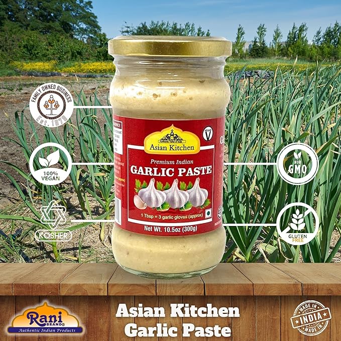 Asian Kitchen Garlic Cooking Paste 10.5oz (300g) Glass Jar ~ Vegan | Gluten Free | NON-GMO | No