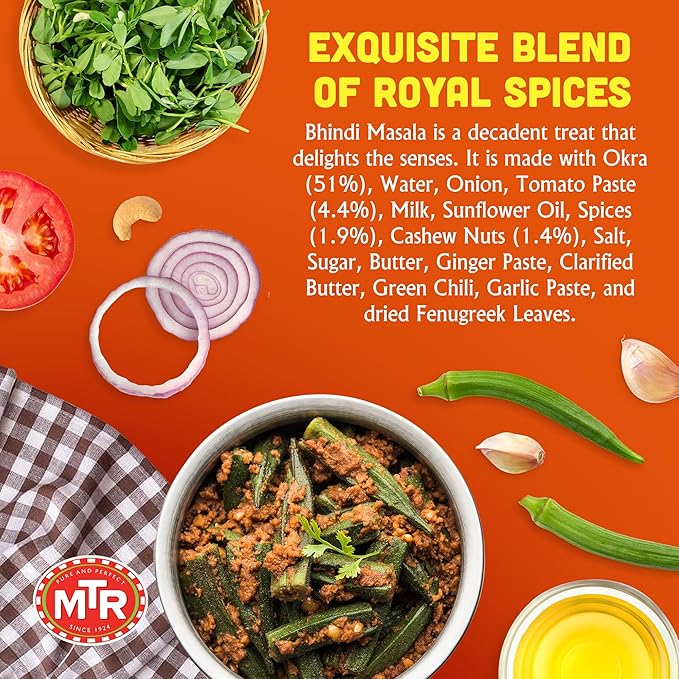 MTR - Bhindi Masala - Fried Okra in Spiced Gravy - Authentic Indian Ready To Eat Meal