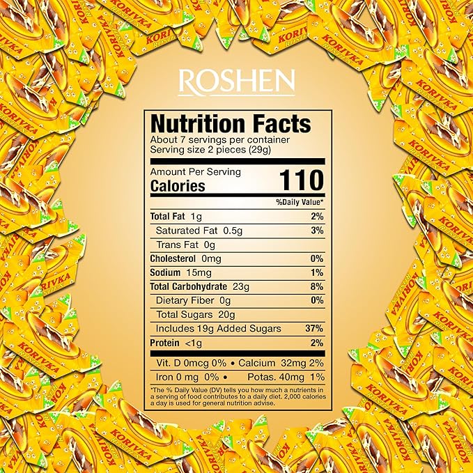 Roshen Korivka Milk Fudge Candy, 13.33oz (378g), Approx. 14 Pieces, Ukrainian Non-Glazed Dairy