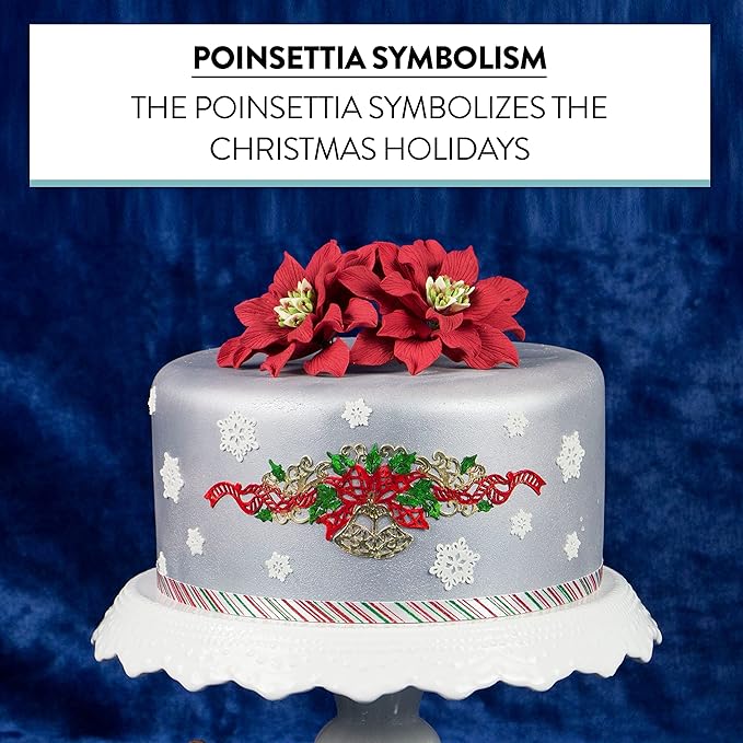 Global Sugar Art Poinsettia Sugar Cake Flowers, Fancy, Large Red, 3 Count by Chef Alan Tetreault.