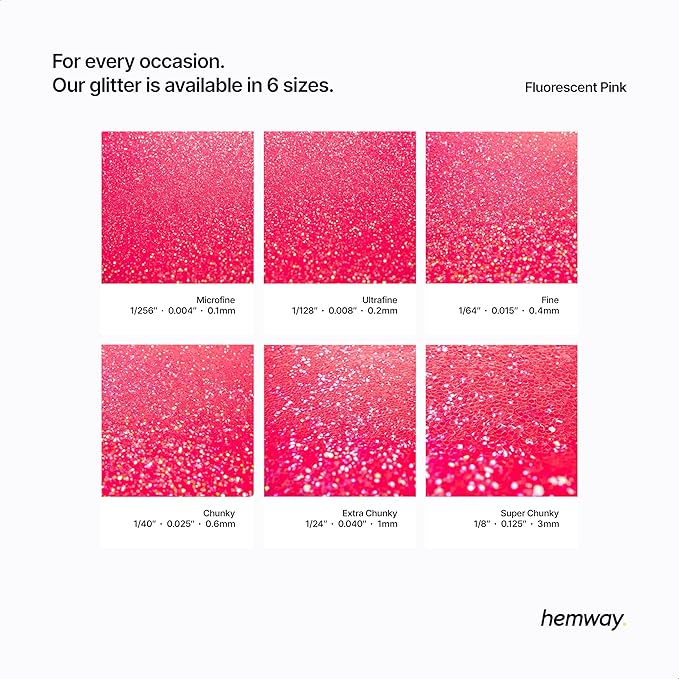 Hemway Premium Glitter Shaker - Fluorescent Pink | 130g Ultrafine Metallic Flake Sequins for Resin