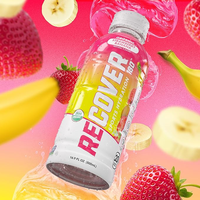 RECOVER 180 Organic Sports Hydration Drink, No Sugar Added, 20 Calorie Sports Beverage, Organic