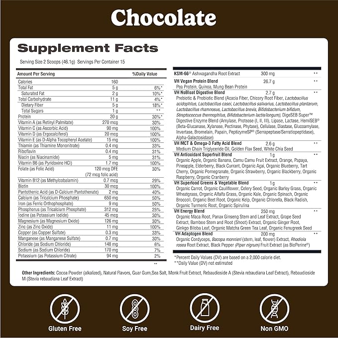 VitaHustle ONE Meal Replacement Shake - Plant Based Protein Powder by Kevin Hart - Vegan, Meal