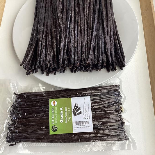 8oz Vanilla Beans Grade A Tahitian 6"-7" Bulk (1/2Lb) for Extract, Cooking and Baking by FITNCLEAN