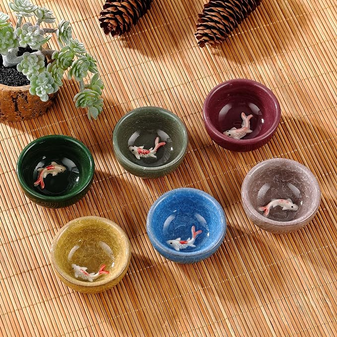 Skyley 6 Pieces Korean Soju Shot Glasses Sets Porcelain Cups Korean Ceramic Cups Tea Accessories