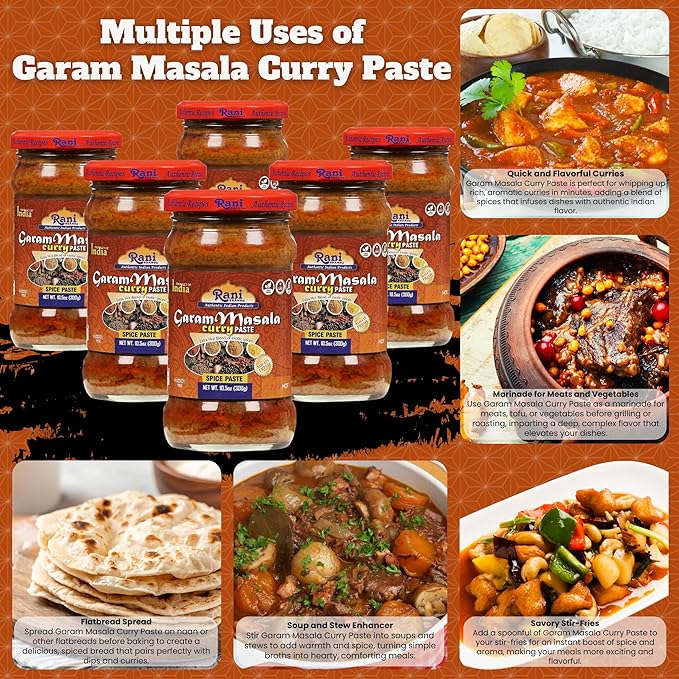 Rani Garam Masala Curry Spice Paste 10.5oz (300g) Glass Jar, Pack of 5+1 FREE ~ No Colors | All
