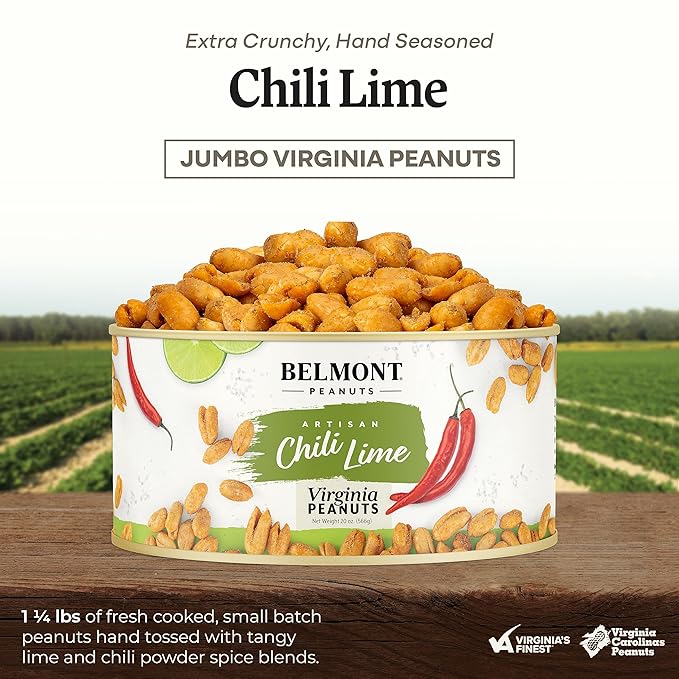 Belmont Peanuts Gourmet Chili Lime Virginia Peanuts, 20 oz (1 Pack) ??Simple Ingredients, No