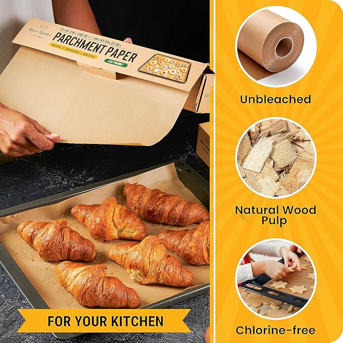 Unbleached Parchment Paper for Baking ??2-Pack 520 Sq.Ft Total - 15 in x 210 ft Baking Paper Roll