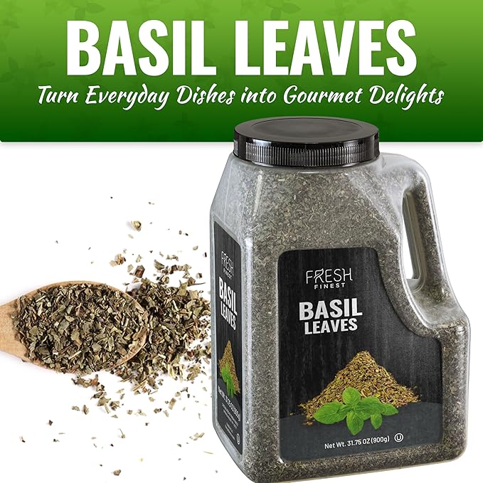 Fresh Finest Basil Leaves Spice Bulk 2 LB (31.75 oz) ??Premium Dried Sweet Basil Bulk, Non-GMO